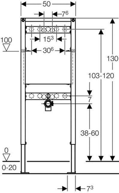 Geberit Duofix Ausgussbecken 112-130 cm für Wandarmatur