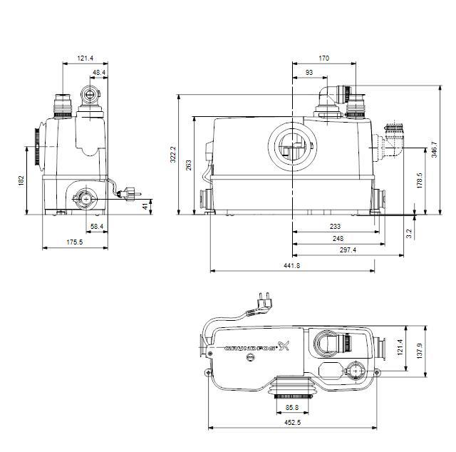 Grundfos Kleinhebeanlage Sololift2 WC-3, für Stand-WC und 3 Geräte 97775315 - Bild 2