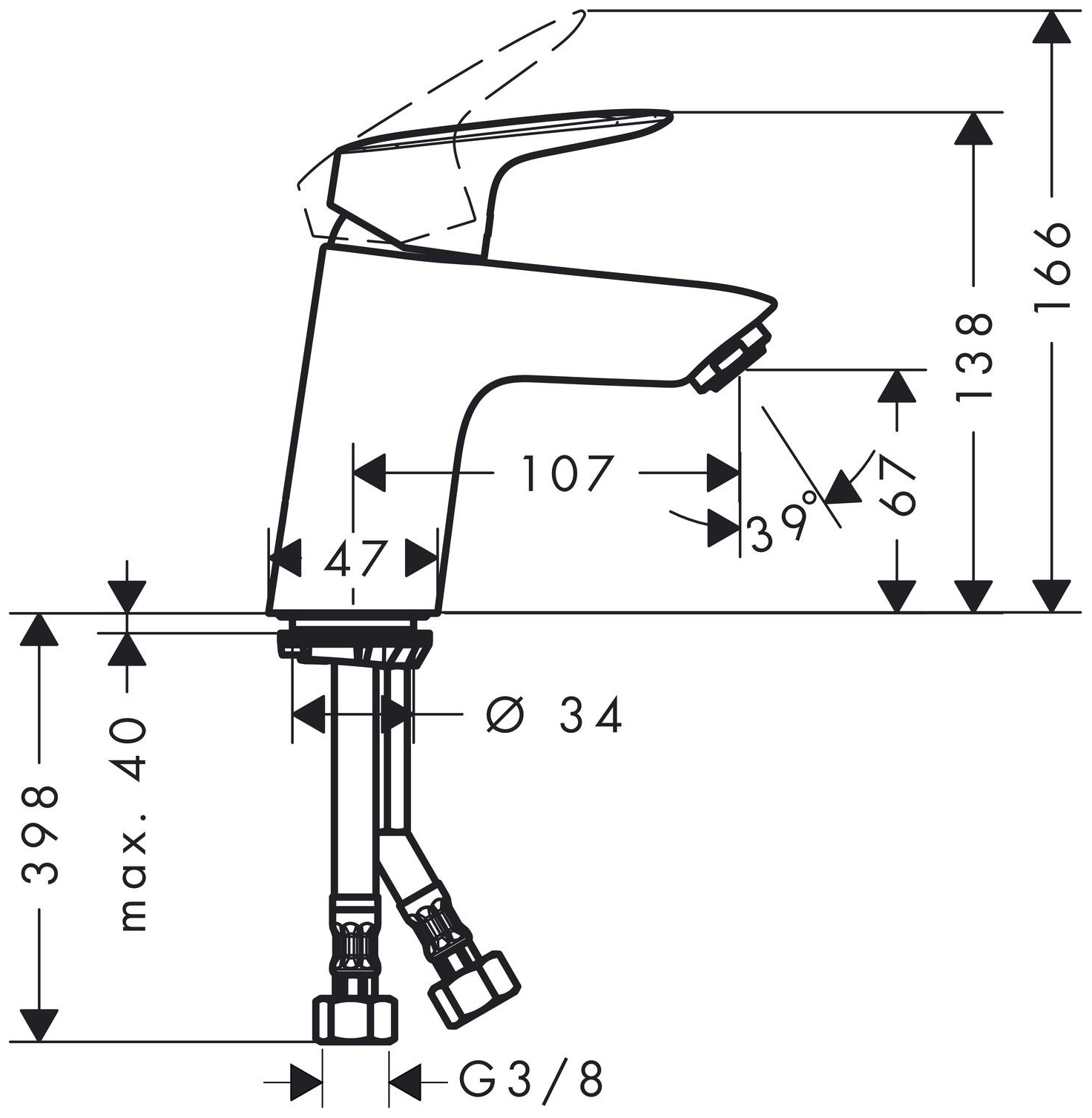 Hansgrohe Logis Waschtischmischer ComfortZone 70 chrom ohne Ablaufgarnitur 71071000 - Bild 2