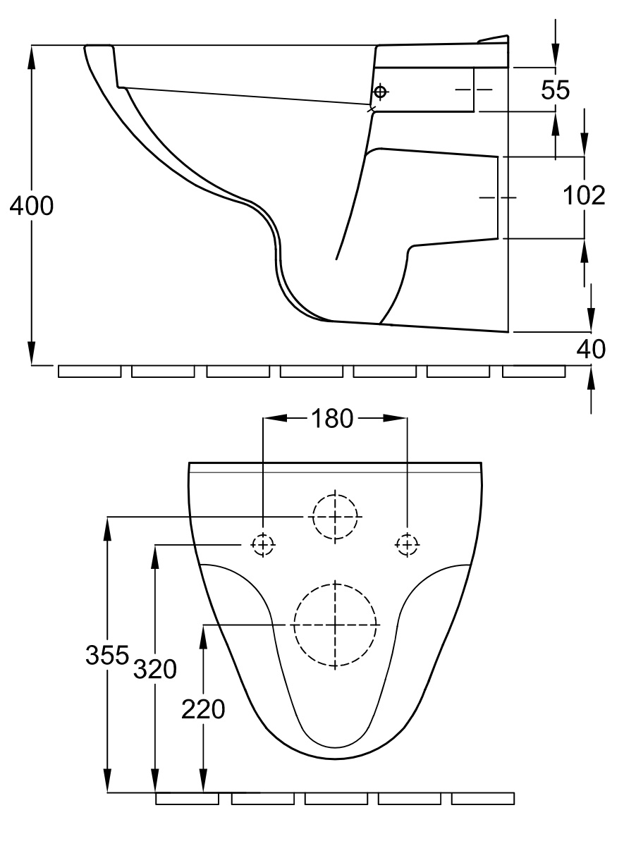 VIGOUR Wand-Tiefspül-WC one V1 weiß, spülrandlos
