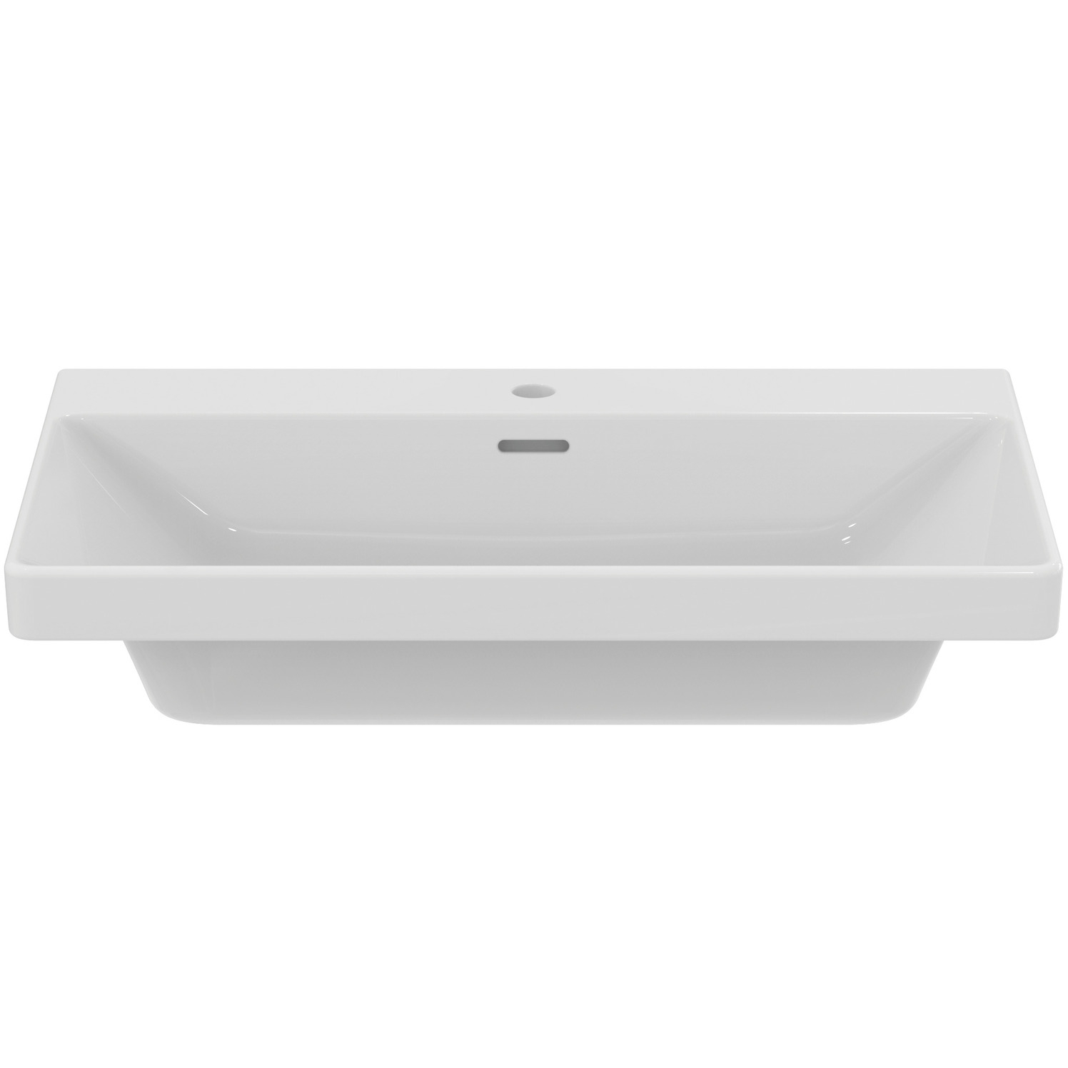 VIGOUR Möbelwaschtisch derby V3 80x48cm geschliffen PflegetectPlus weiss mit Hahnloch und Überlauf