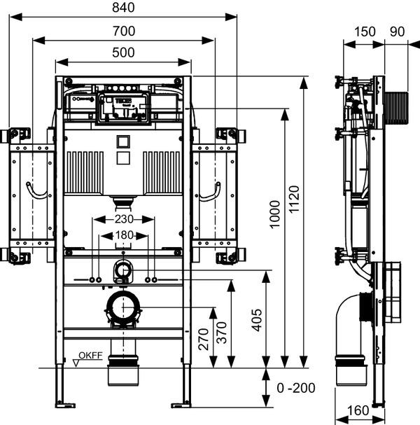 TECEprofil WC-Gerontomodul mit Uni-Spülkasten, Bauhöhe 1120 mm 9300309, Bestätigung von vorne - Bild 2
