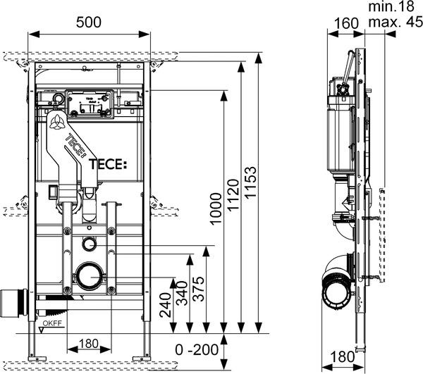 TECElux Spülkasten WC-Modul 400 BH 1120 Einwurfschacht 9600400 - Bild 2