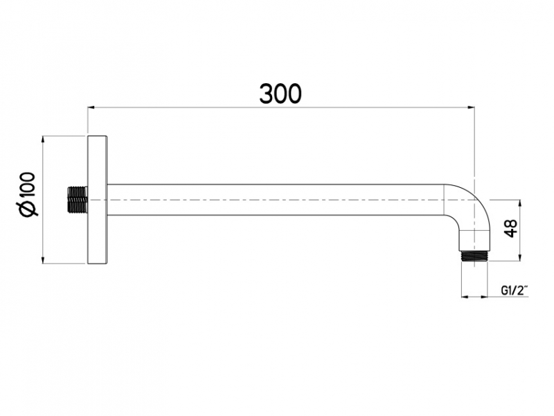 Nikles XL Brausearm 300mm verstärkt verchromt
