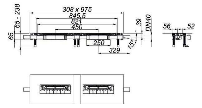 DALLMER Ablaufgehäuse DallFlex 2.0 DUO Plan 570055, DN 40, für CeraWall Duo und CeraFloor Duo