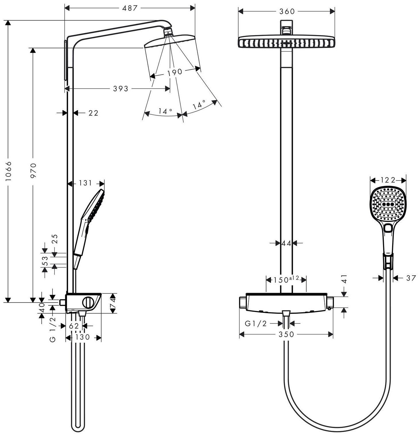Hansgrohe Showerpipe Raindance Select weiss verchromt 27112400 - Bild 2