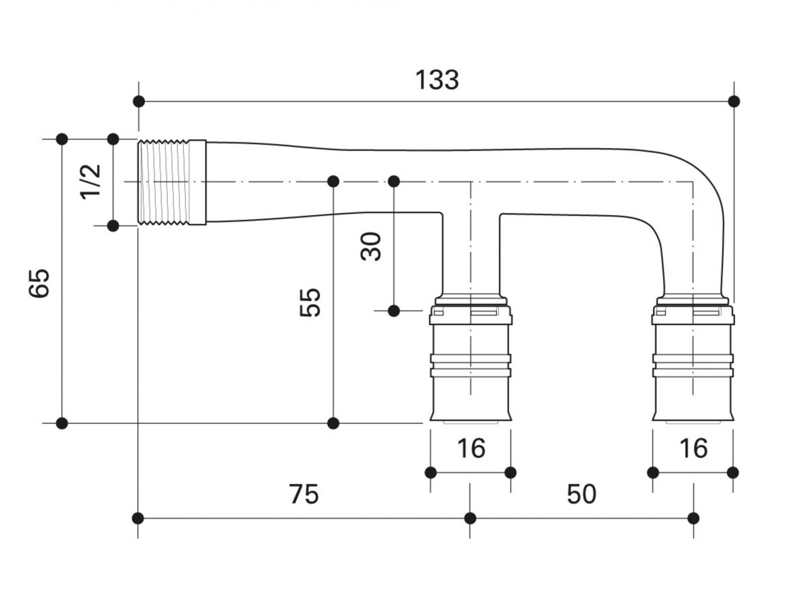 F-Doppelanschluss Alpex F50 Profi 16mm x 1/2 AG'' ALPFDA1615A - Bild 2