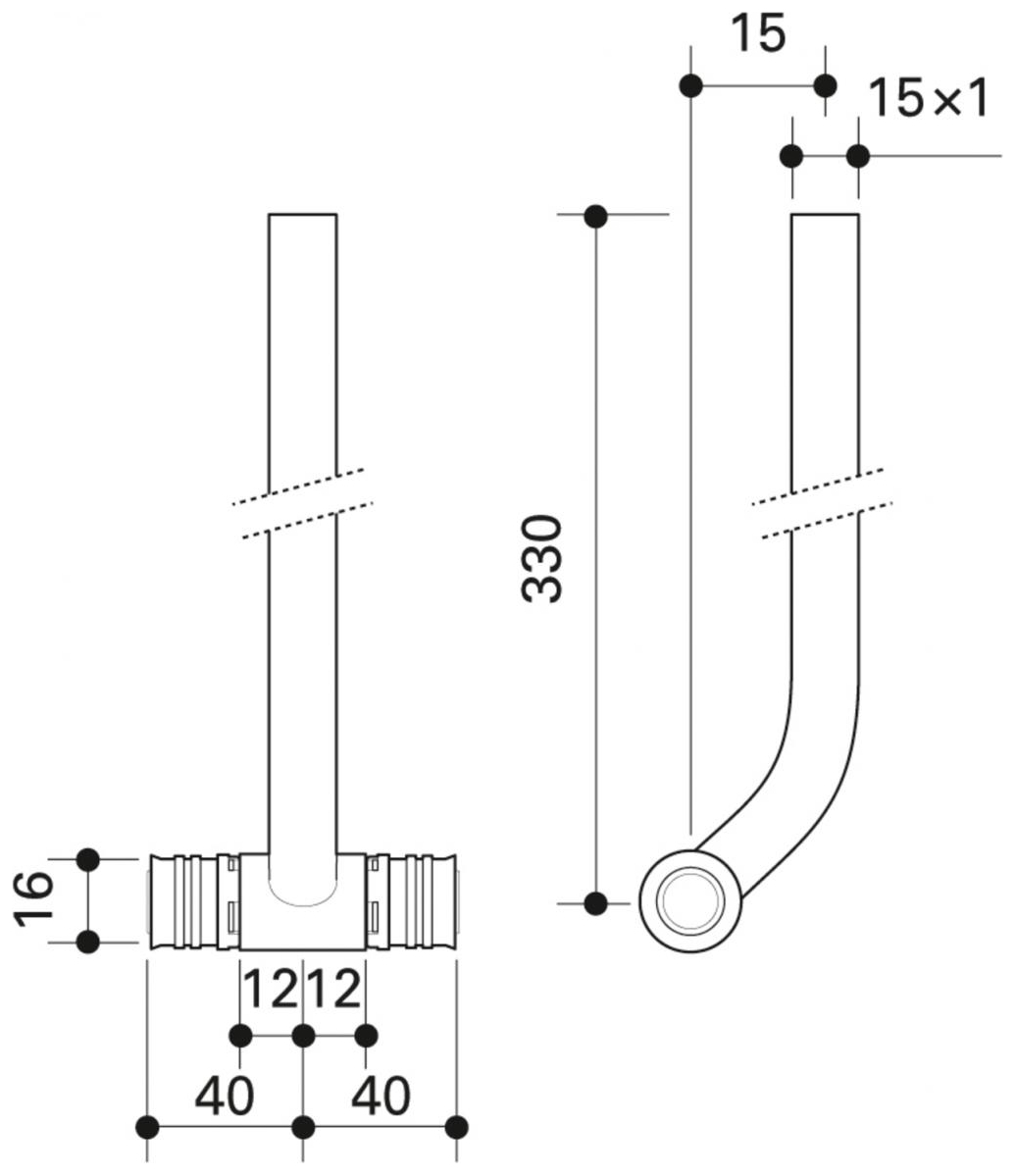 CONEL Connect MV2 Heizkörperanschluss-T-Stück 16 mm x 330 mm kurz - Bild 2