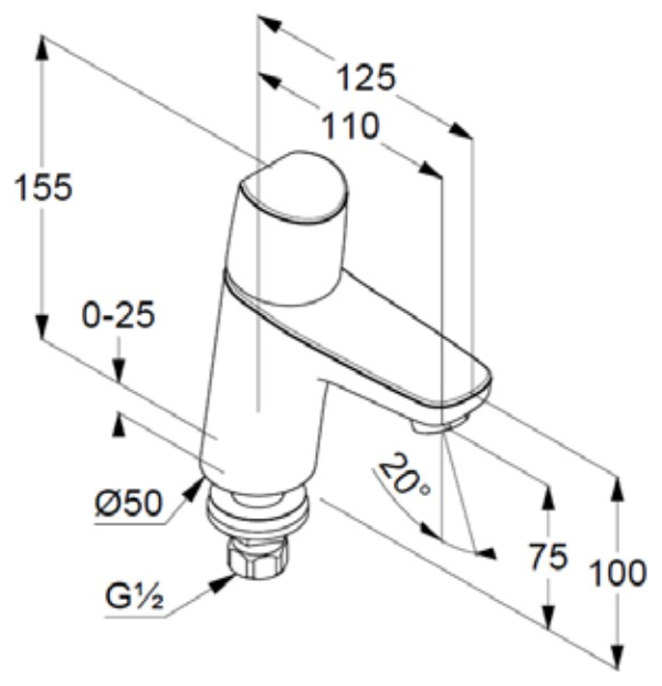 VIGOUR Standventil derby V3 verchromt