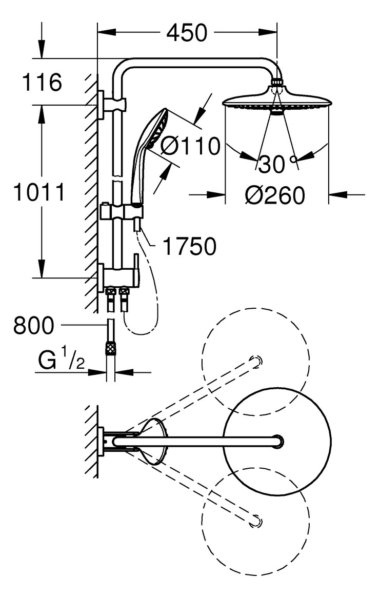 GROHE Duschsystem Euphoria System 260 mit Umstellung EcoJoy 9,5 l/min chrom 27421002 - Bild 2