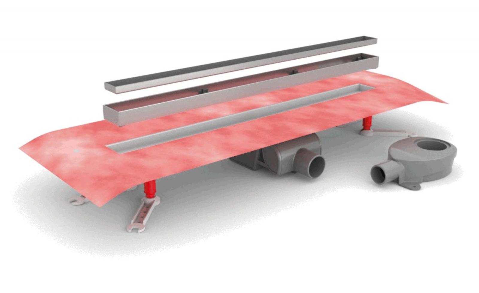 VIGOUR Duschrinne individual Kunststoff 800 mm inkl. Füße, 2 Siphons und Wenderost Edelstahl - Bild 1