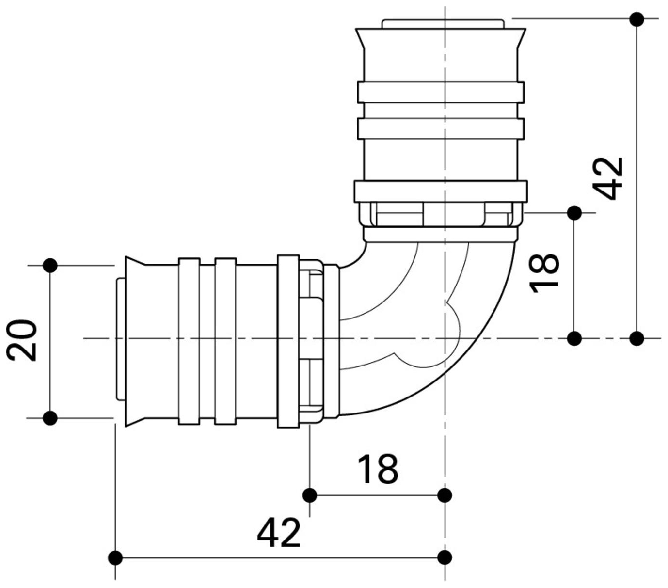 CONEL Connect MV2 Bogen 90 Grad 20-20 mm CCMVB20N - Bild 2