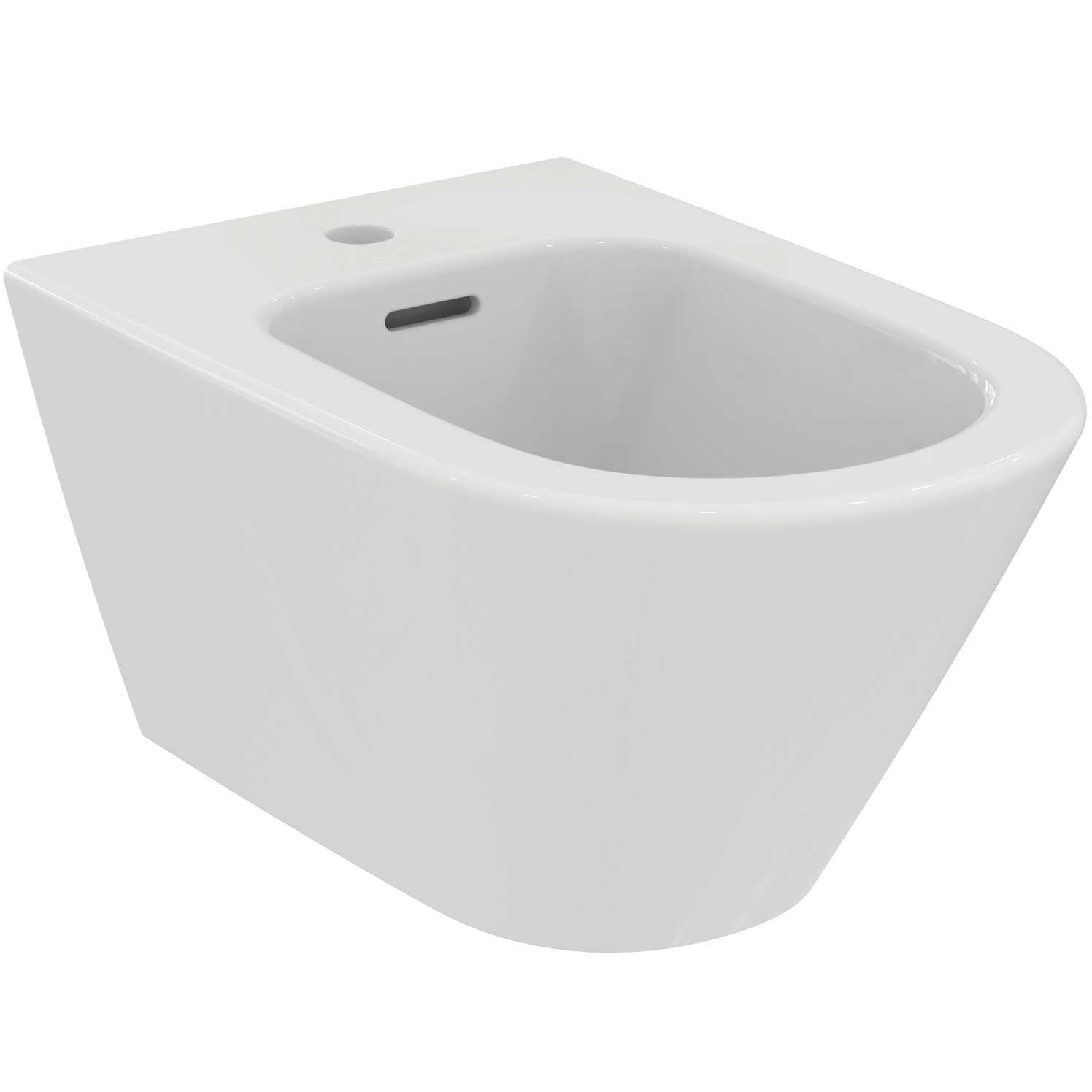 VIGOUR Wand-Bidet derby V3 weiß mit Hahnloch und Überlauf, verdeckte Befestigung u. PflegetetctPlus