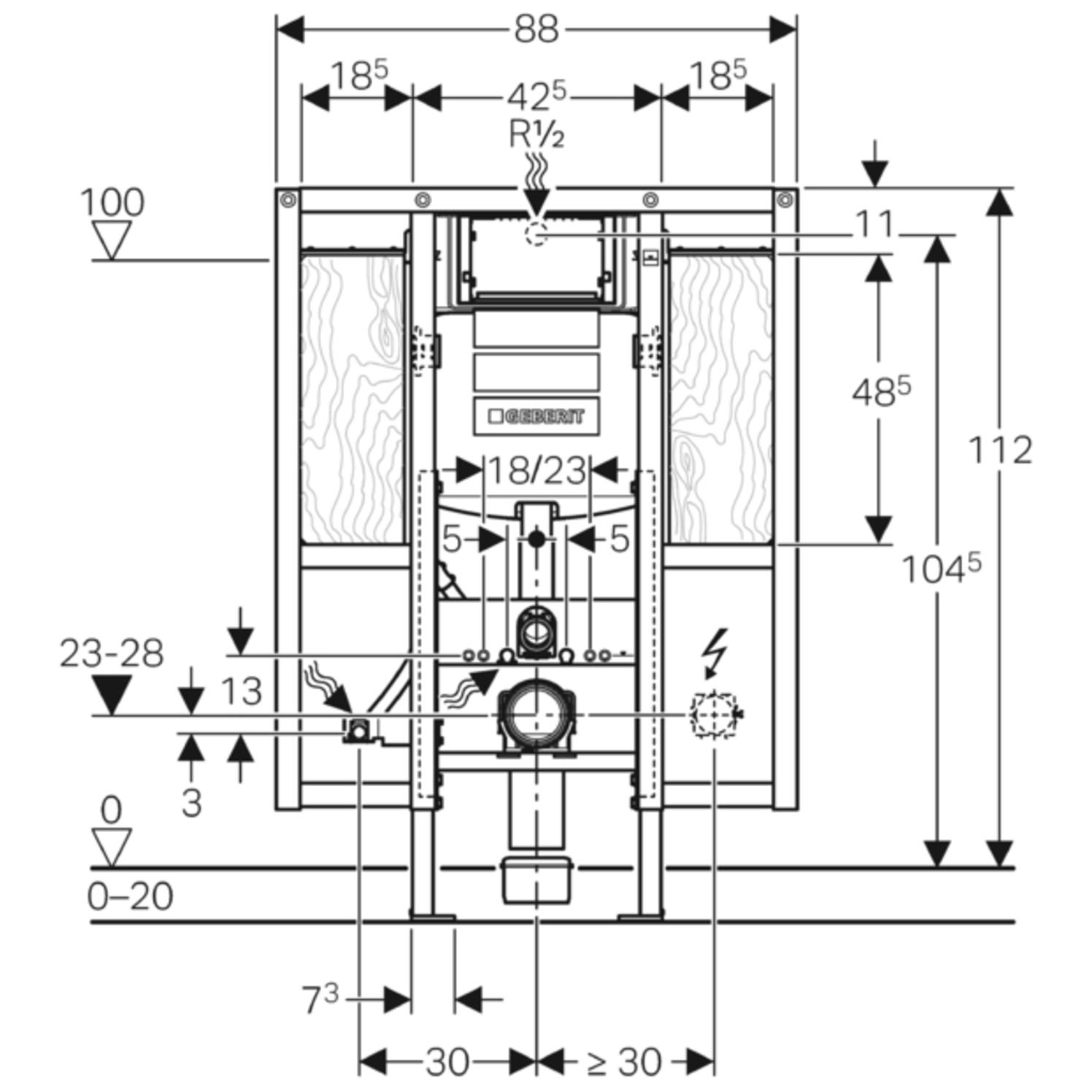 Geberit Duofix Spülkasten Sigma BH 1120mm für Stütz- und Haltegriffe 111.375.00.5 - Bild 2