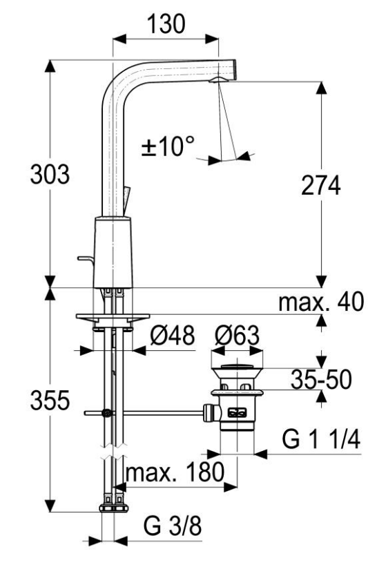 VIGOUR individual Waschtischbatterie GRACE L-Auslauf mit Ablaufgarnitur verchromt - Bild 2