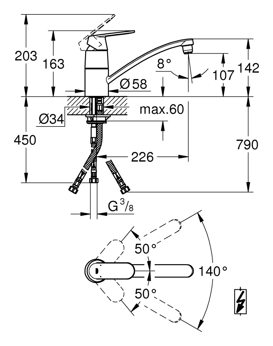 GROHE Eurosmart Cosmopolitan Spültischbatterie Niederdruck verchromt 31179000 - Bild 3
