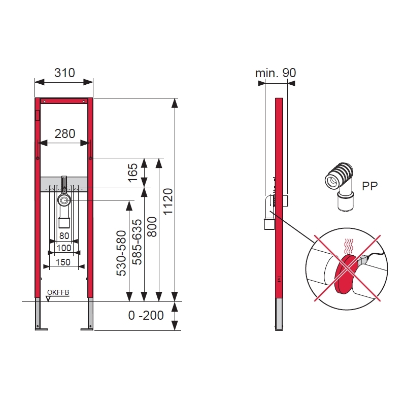 TECEbase Waschtischmodul Bauhöhe 1120 mm, Breite 310 mm; inklusive Wandbefestigung 9410000 - Bild 4
