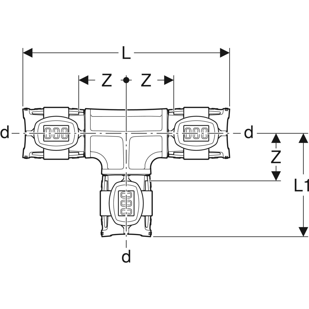 Geberit FlowFit T-Stück egal d=50mm PPSU 620.085.00.1 - Bild 2