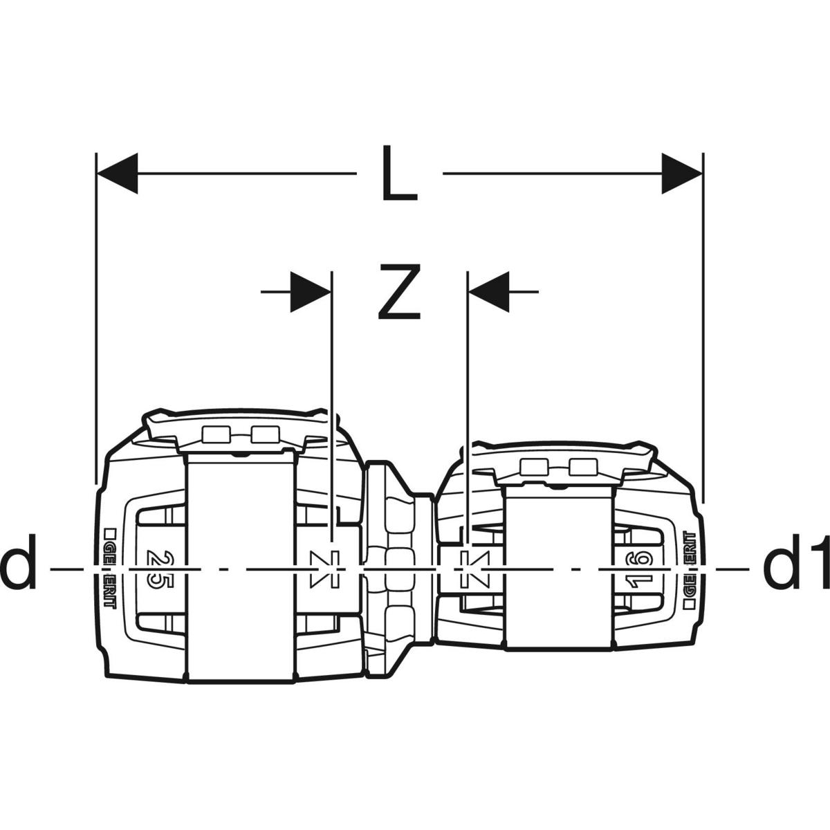 Geberit FlowFit Reduktion d=75mm d1=63mm PPSU 620.057.00.1 - Bild 2