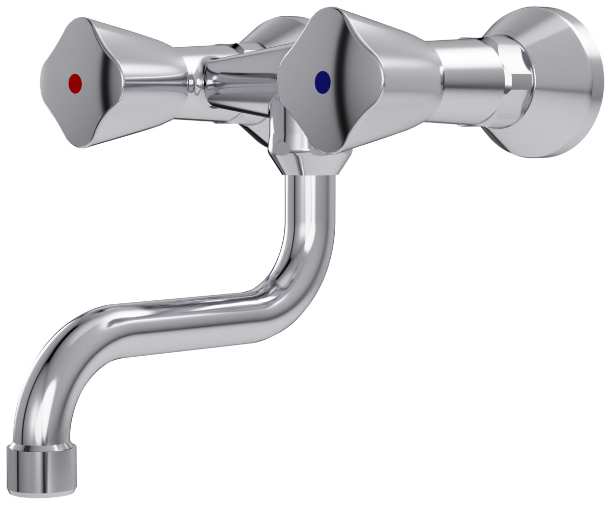 VIGOUR Spültisch-Zweigriff-Wandarmatur DN15 chrom schwenkbarer Rohrauslauf - Bild 2