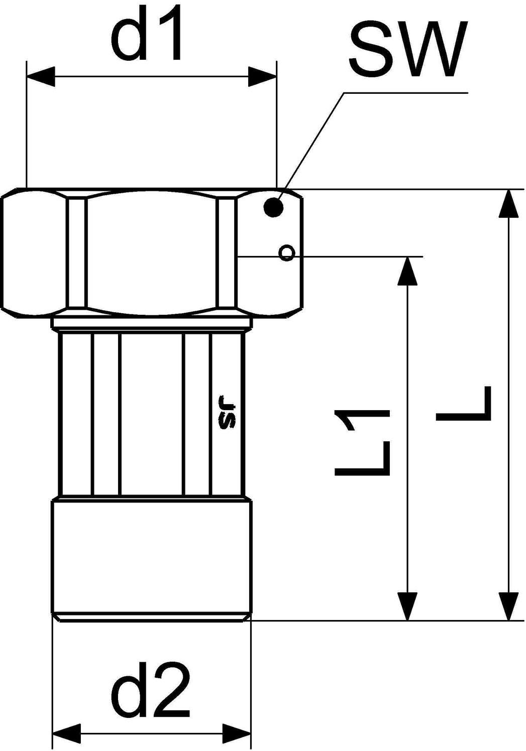 Wasserzähler-Verschraubung 2'' AG x 2 1/2'' IG aus Messing, mit Dichtung - Bild 2