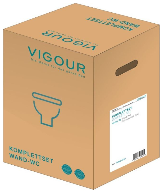 VIGOUR Wand-Tiefspül-WC derby V3 PflegetectPlus weiss, spülrandlos, WC-Sitz mit Absenkautomatik