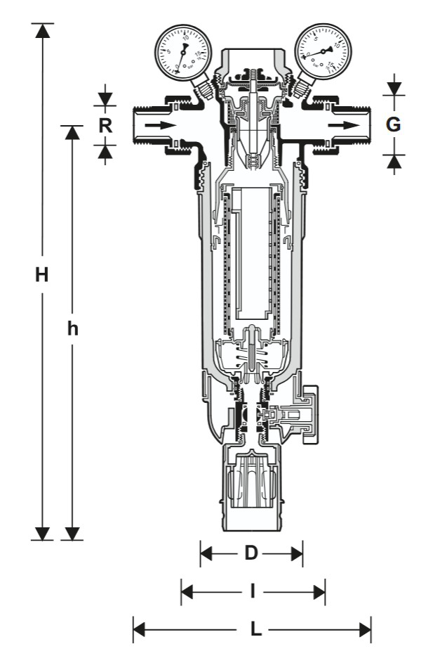 Resideo Hauswasser-Feinfilter F76S-LF AA R 1 1/2'' bleifrei 0,1mm mit Klarsicht-Filtertasse - Bild 2