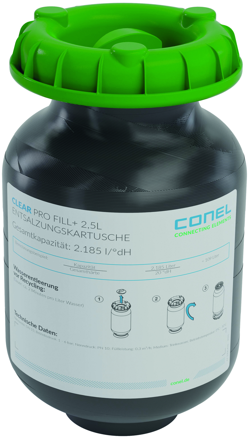 CONEL Entsalzungskartusche CLEAR PRO FILL Plus mit pH-Wert Stabilisierung 2,5 Liter - Bild 1