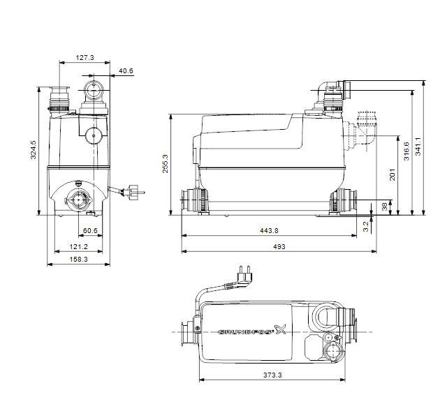 Grundfos Kleinhebeanlage Sololift2 C-3, für fäkalienfreies Wasser und 3 Geräte 97775317 - Bild 2