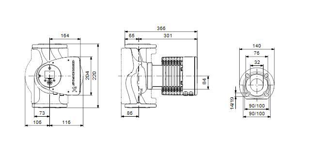 Grundfos MAGNA3 32-120F Hocheffizienz-Umwälzpumpe DN 32 BL 220 mm 97924638 - Bild 2