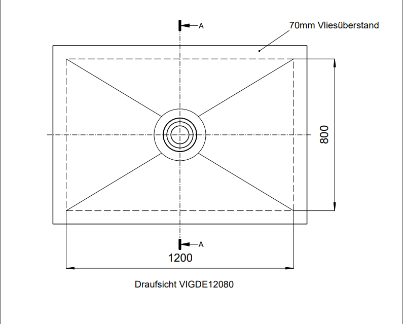 VIGOUR Duschelement individual 2.0, 120x80x4,5cm Ablauf mittig rollstuhlbefahrbar - Bild 2