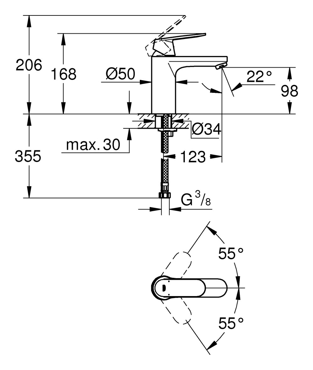 GROHE Waschtischbatterie Eurosmart Cosmopolitan mittelhoch chrom 23327000 - Bild 3