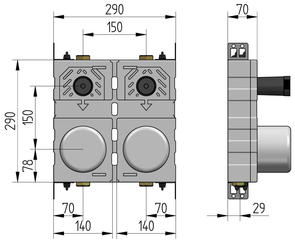 Wittigsthal Wasserzählermodul UP-fix Clever easy 20/2-A DUO für 2 Wasserzähler Allmess MES 3-K/W - Bild 2