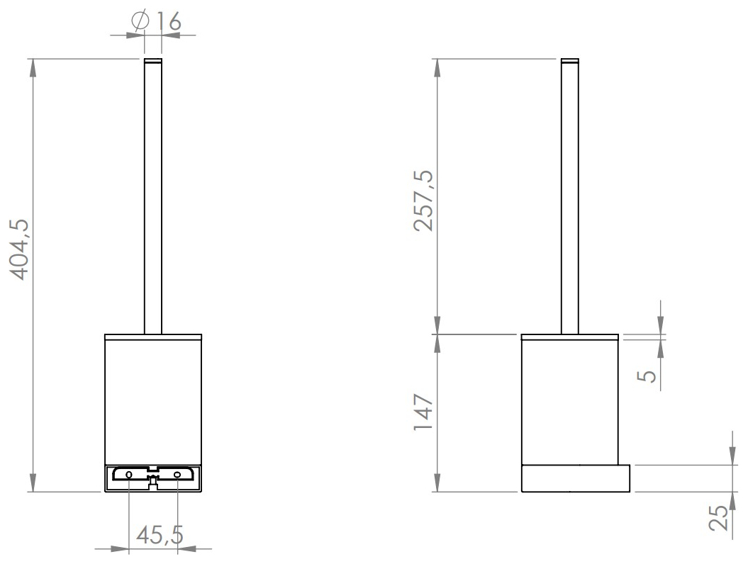 VIGOUR Bürstengarnitur derby V3 mit Metallbehälter verchromt