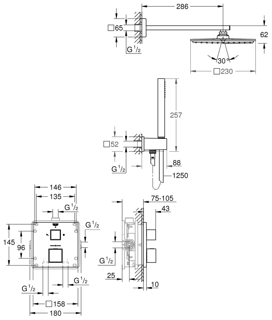 GROHE UP-Duschsystem Grohtherm Cube chrom 34741000 - Bild 2
