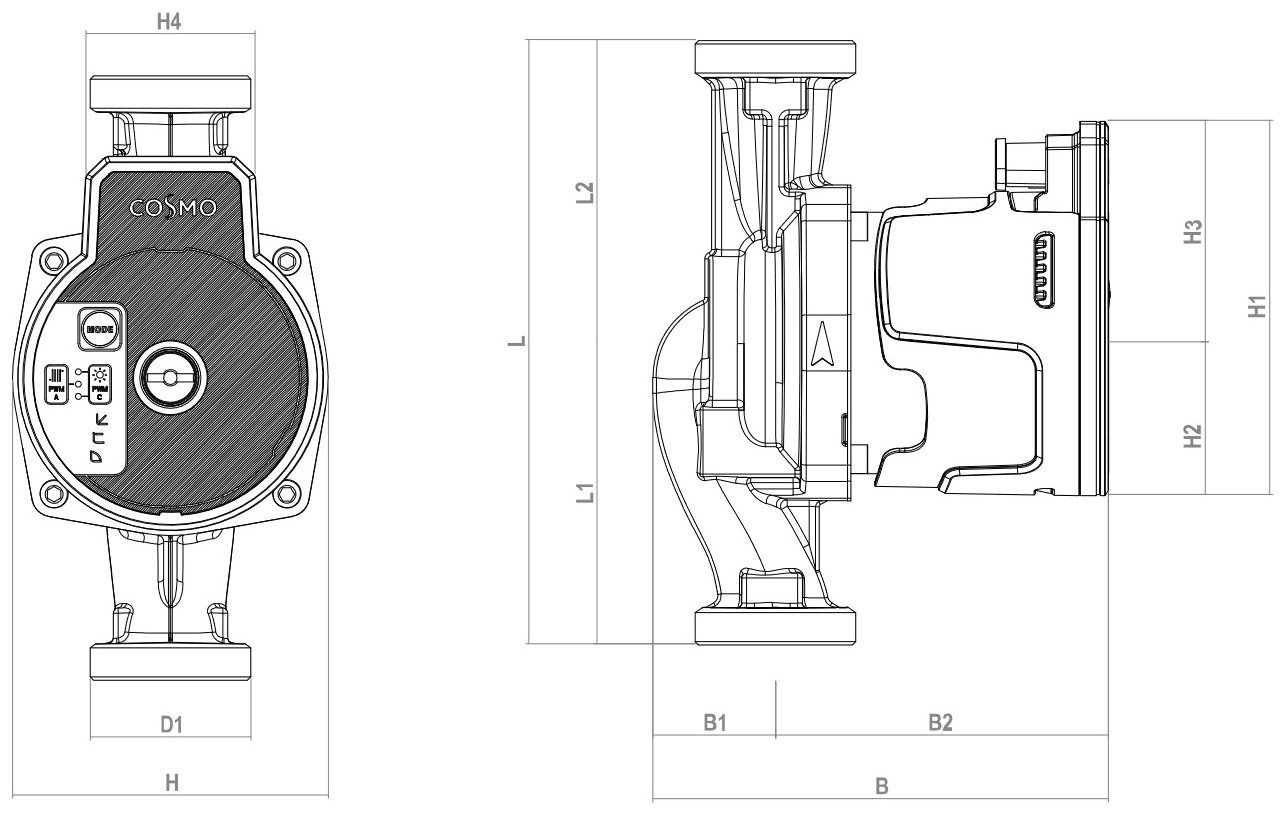 COSMO Hybrid Pumpe CP-HY 25-75/130 Baulänge 130mm, mit/ohne PWM, für Heizung und Solar - Bild 2