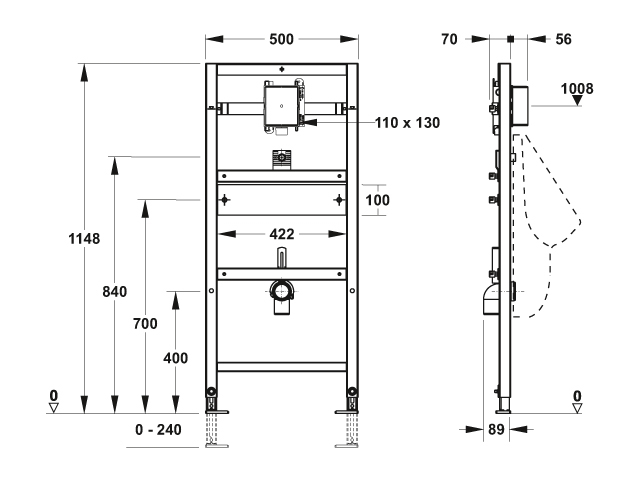 MEPA nextVIT Urinalelement T1, Bauhöhe 120 cm, für Elektronik oder UP-Druckspüler 532012 - Bild 2