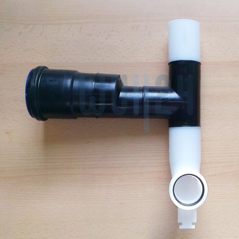 TECE Spülrohr DN 70 links 90 Grad zum Anschluss einer Geruchsabsaugung 9.820.126 - Bild 1