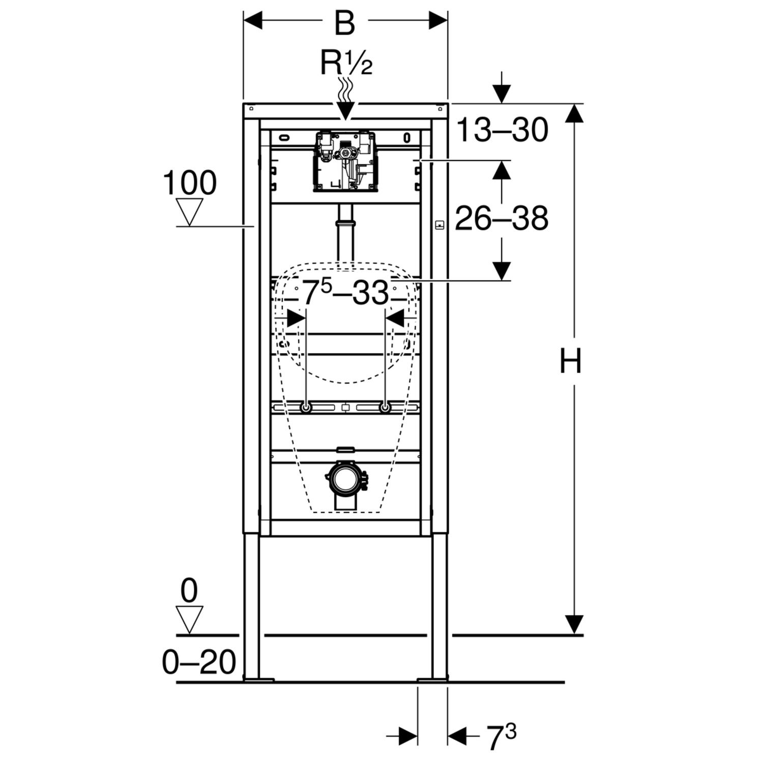Geberit Duofix Basic Urinalelement 130 cm Universal mit Bausatz 458.603.00.5 - Bild 2