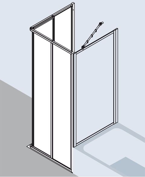Kermi Nova 2000 Eckeinstieg-Halbteil ED2 800x1850 mm, Kerolan Fontana hell, Profil silber mattglanz - Bild 3