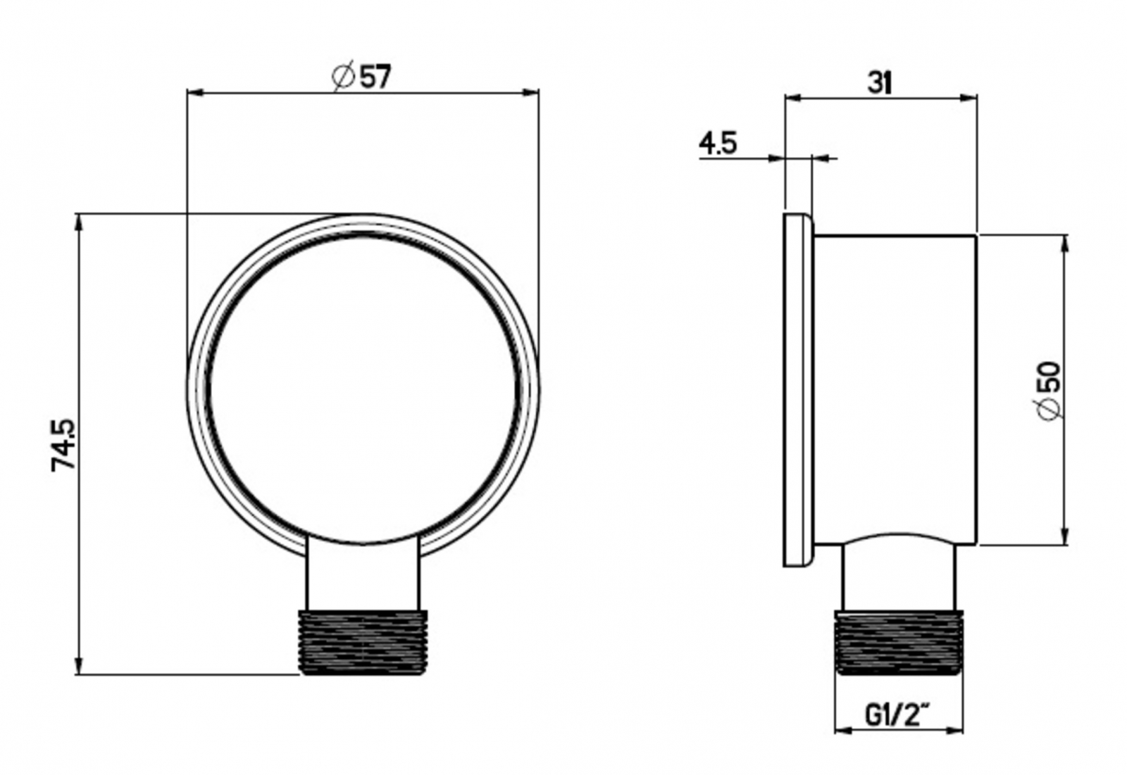 Nikles Wandanschlussbogen Messing 1/2 Zoll verchromt 2985N - Bild 2