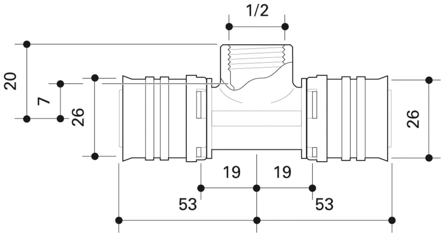 CONEL Connect MV2 Übergangs-T-Stück 26 mm x 1/2'' IG CCMVUT2615IN - Bild 2