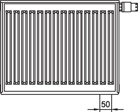 Kermi Flachheizkörper therm-x2 Profil-V Typ 22 500x700mm Ventil rechts inkl. Bohrkonsolenset