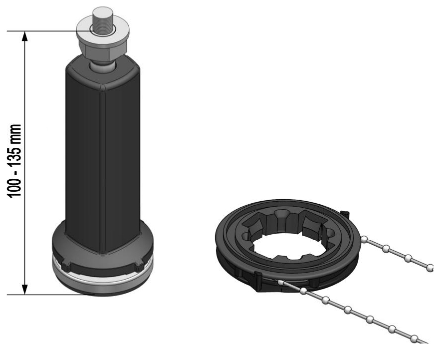VIGOUR Wannenfuß Set 8 für vogue/derby Mineralgusswannen ab 100x70cm, Höhe 100-135mm - Bild 2
