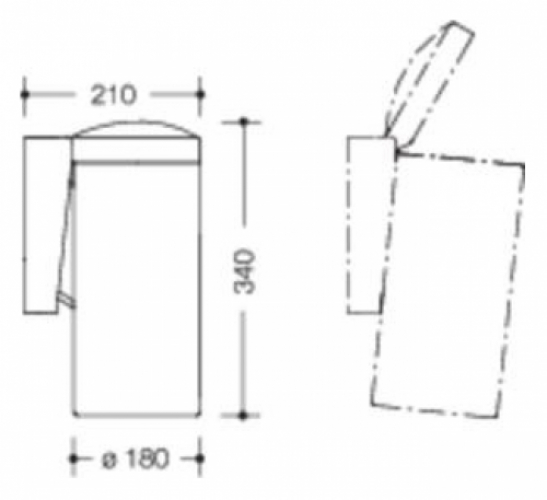 HEWI Serie 477 Abfallbehälter Kniebetätigung reinweiß 477.05.300.99 - Bild 2