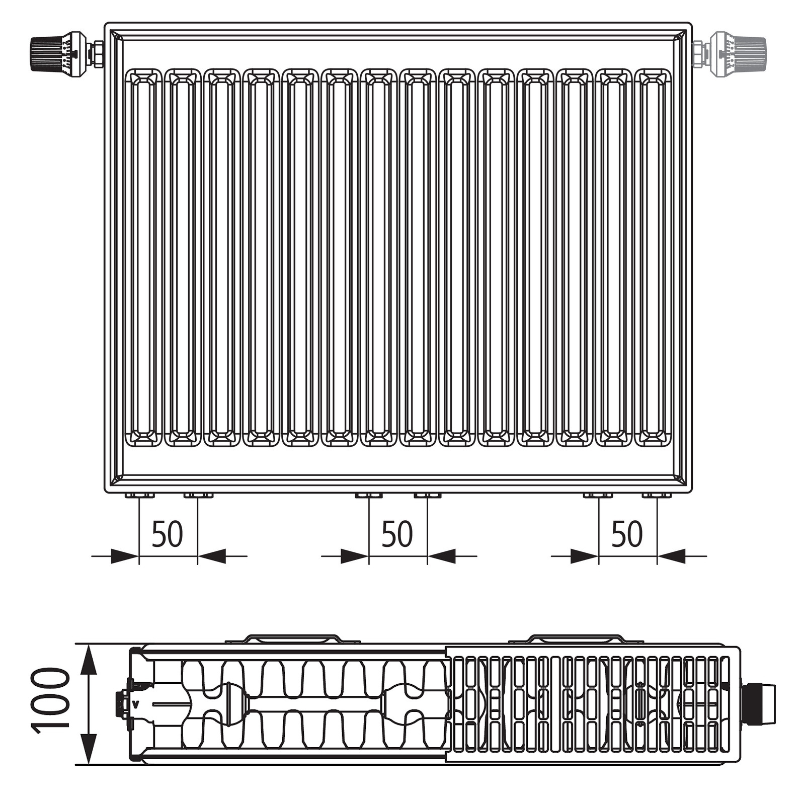 Kermi therm-x2 Profil-Vmulti Typ 22 600x1300mm Ventilheizkörper Weiß inkl. Bohrkonsolenset QN2165