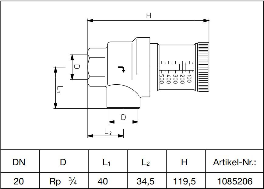 Oventrop Differenzdruck-Überströmventil DN25, 1'' IG, PN10, mit dp-Anzeige Skala - Bild 2