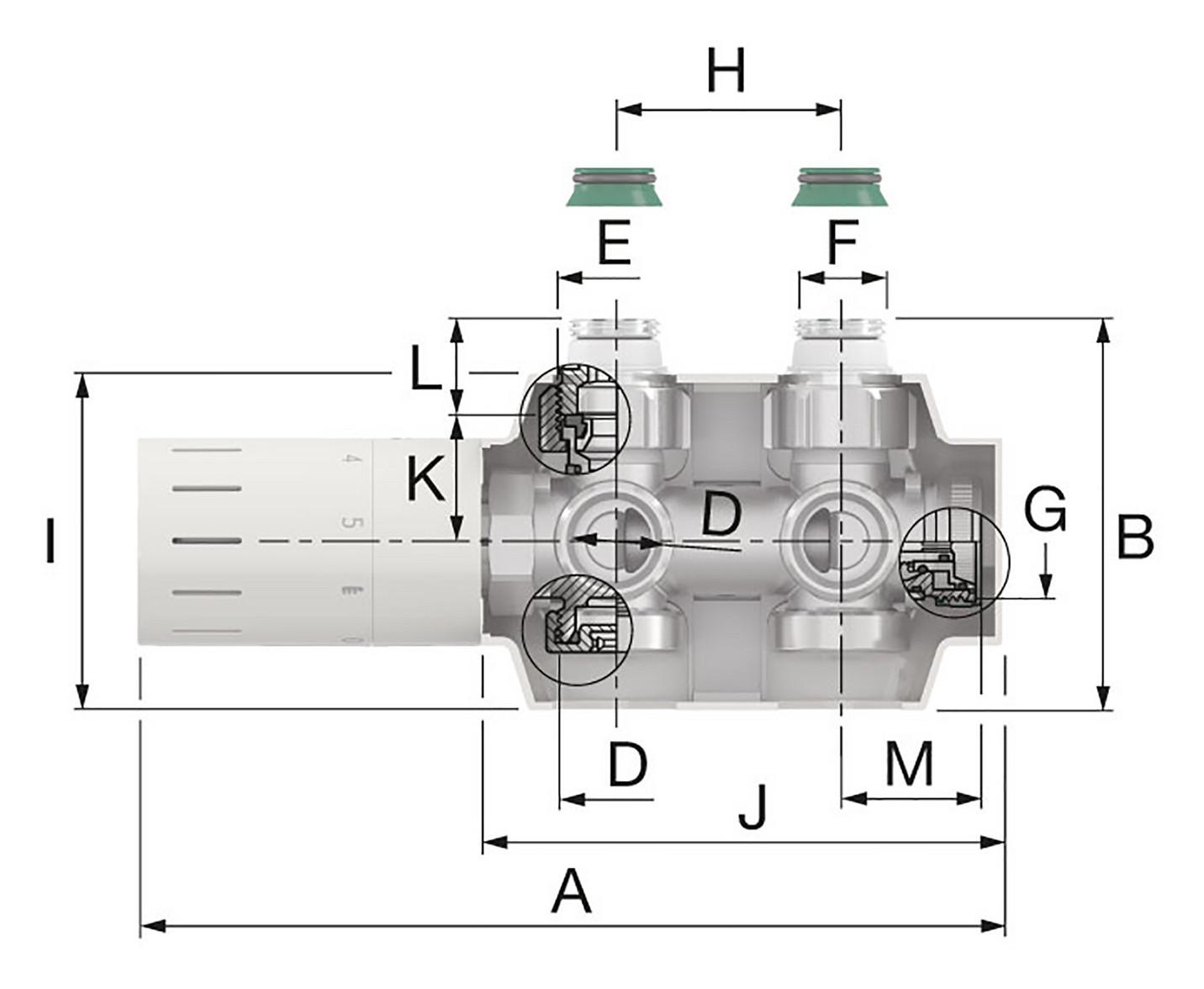 Simplex Ventilhahnblock VARIODESIGN F12161 mit Thermostatkopf TC-D1 und Blende, verchromt - Bild 2