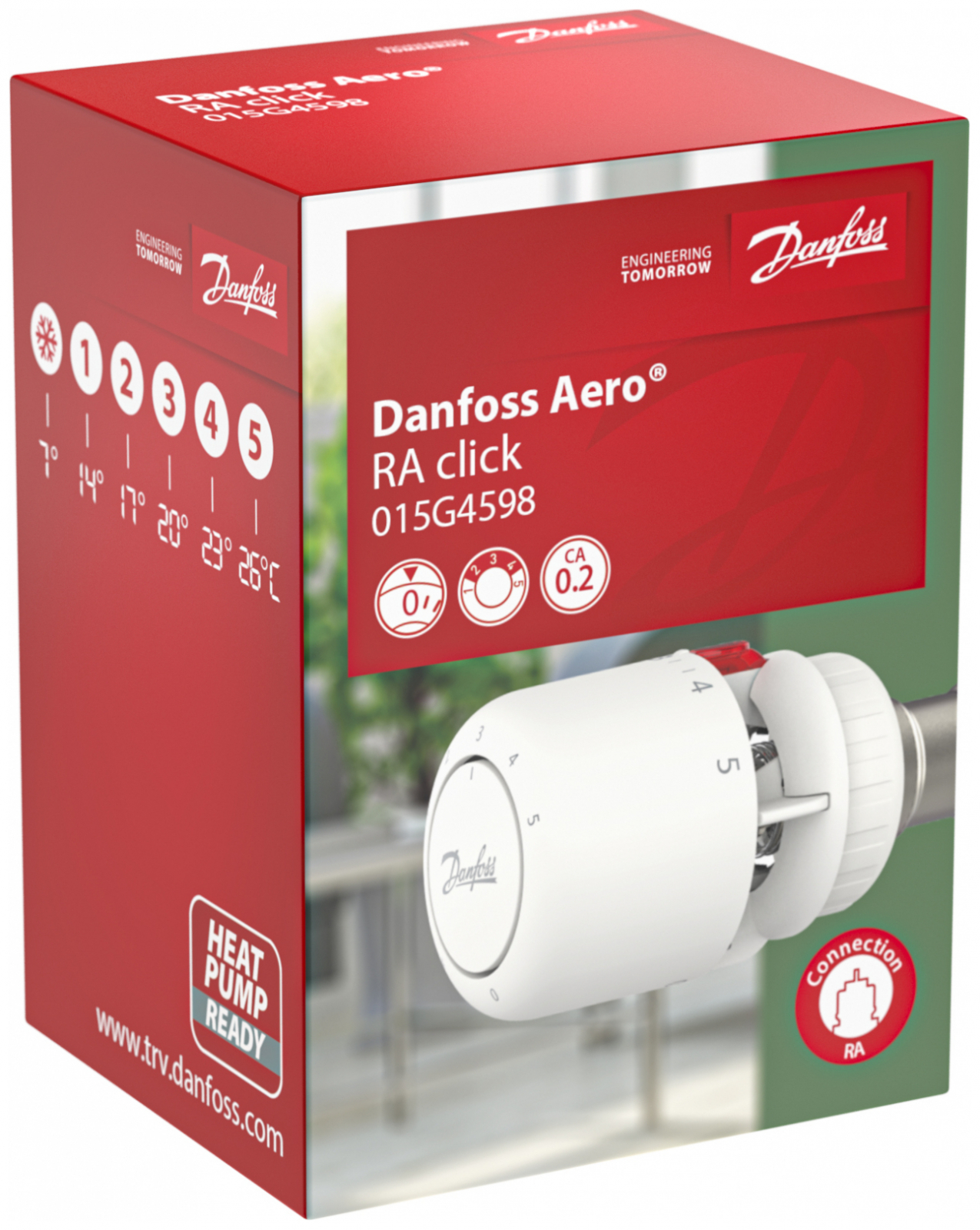 Danfoss Thermostatkopf Aero RA Click gasgefüllt 7-28°C mit Fühler und Nullabsperrung 015G4598 - Bild 5