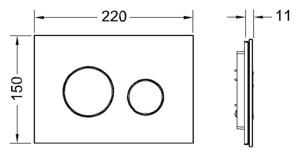 TECEloop WC-Betätigungsplatte 2-Mengen Glas schwarz, Tasten chrom matt 9240655 - Bild 2
